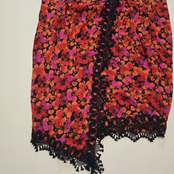 Derek Lam 10 Crosby Liona Lace Trimmed Skirt In Red Viscose Size 8 - Picture 3 of 12